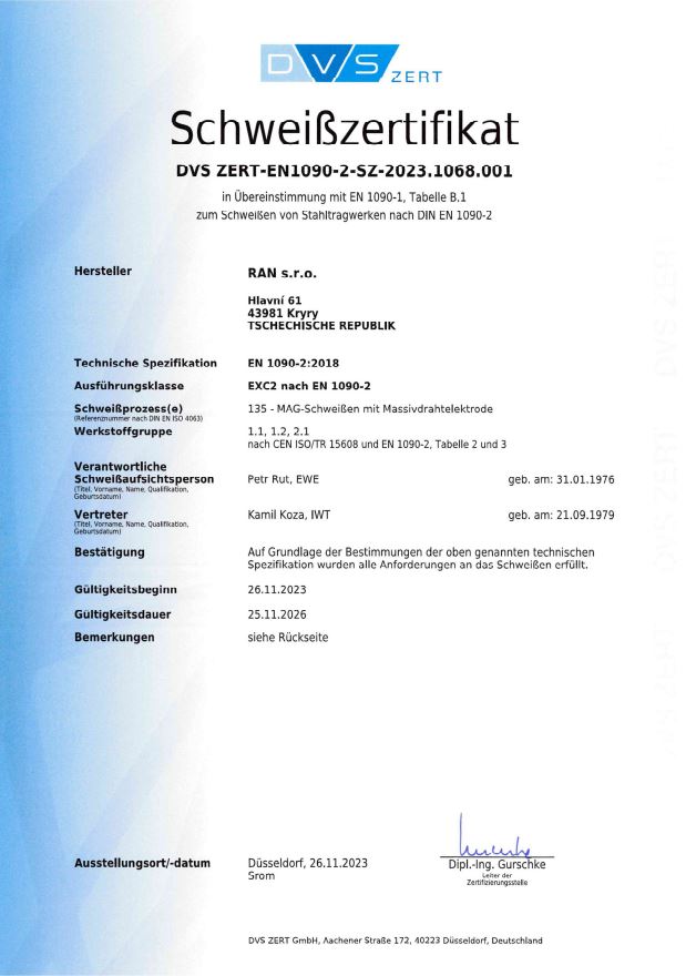 Náhled DVS svařovacího certifikátu