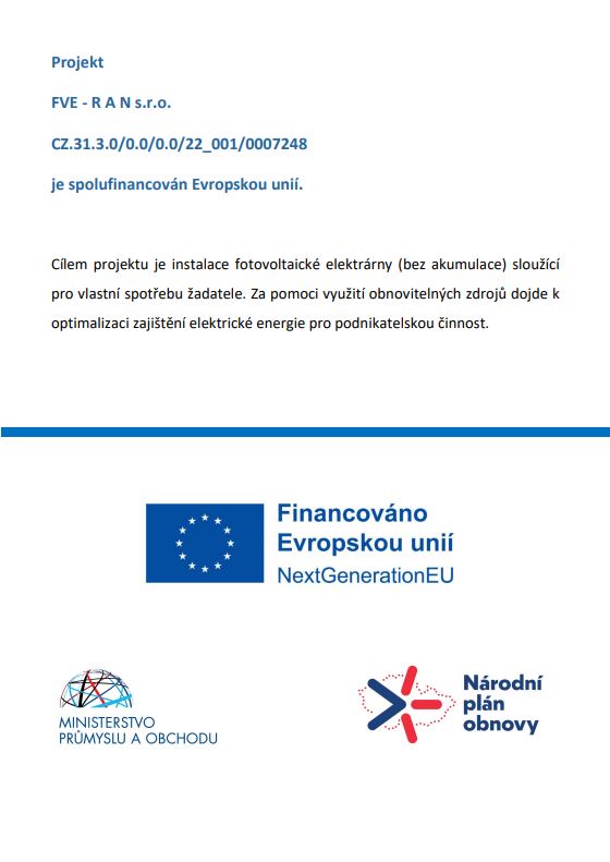 Náhled realizovaného projektu FVE R A N s.r.o.