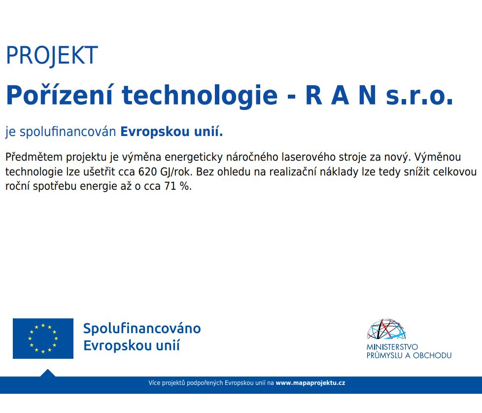 Náhled projektu pořízení technologie R A N s.r.o.